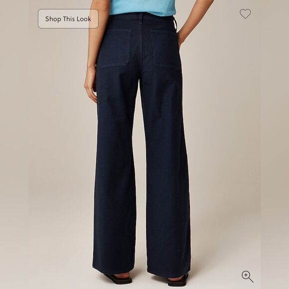 NWT J CREW Petite Camp-pocket wide-leg pant in navy - Picture 4 of 8